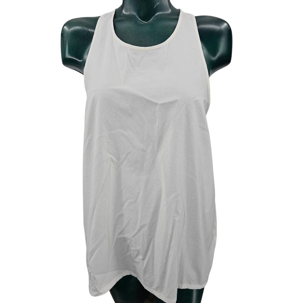 Athleta White Pleated Back Oversize Athletic Tank Top Women's Size S 4101